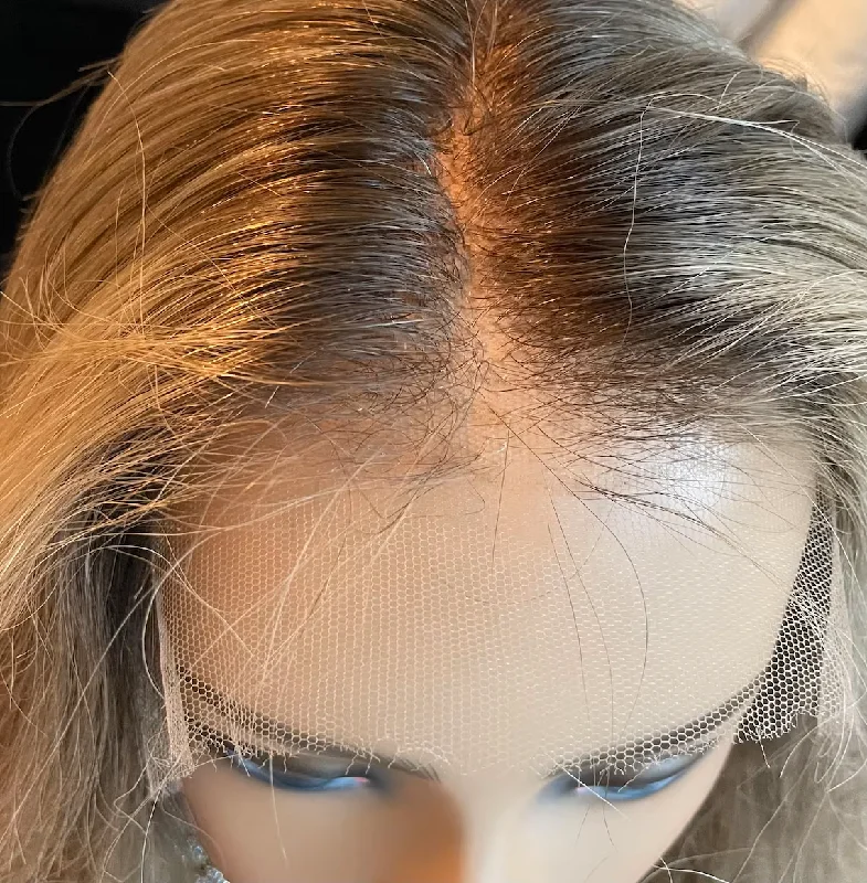 Dark Brown Brunnet Highlight Wig - HD Silk Base European Hair - Invisible Knots - Natural Hairline