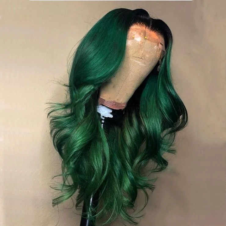 Dark Green Colored Human Hair Wigs Body Wave Brazilian Remy Hair 13*4/T Part/4*4 Lace Wigs 180 210 Density Vrvogue Hair