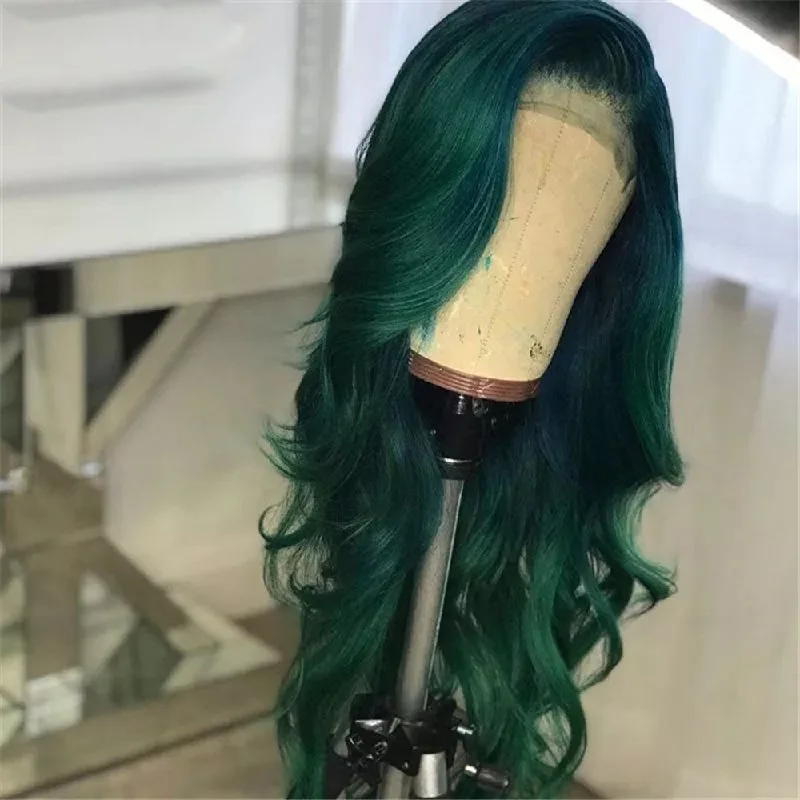 Dark Green Colored Human Hair Wigs Body Wave Brazilian Remy Hair 13*4/T Part/4*4 Lace Wigs 180 210 Density Vrvogue Hair