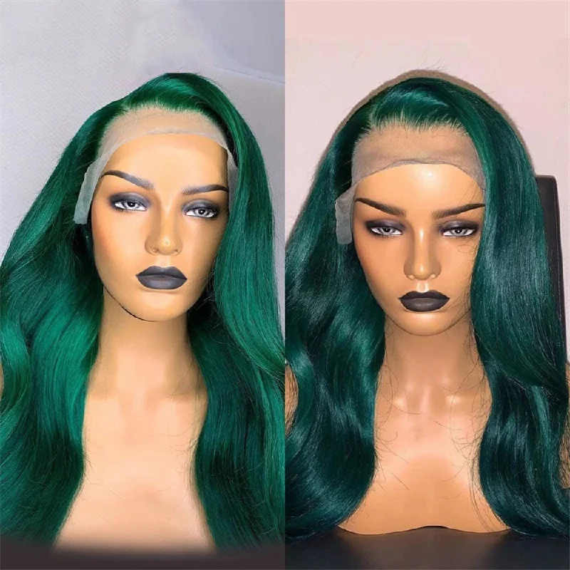 Dark Green Colored Human Hair Wigs Body Wave Brazilian Remy Hair 13*4/T Part/4*4 Lace Wigs 180 210 Density Vrvogue Hair