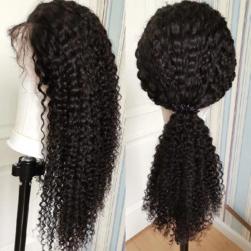 Deep Wave 4x4 Transparent Lace Closure Wig 180% High Density Brazilian Real Human Hair Wig-Geeta Hair