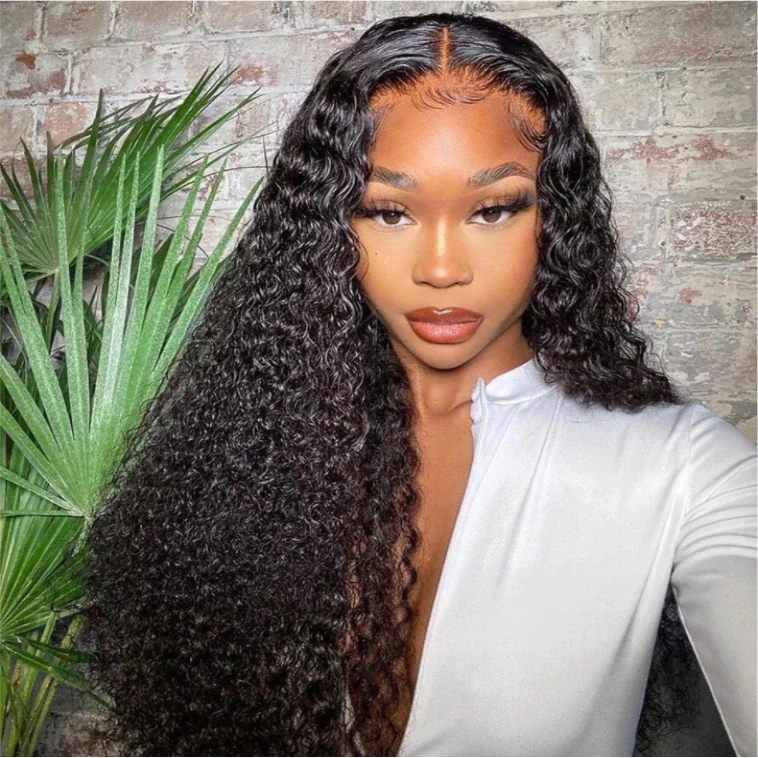 40 Inch 4x4 HD Transparent Lace Closure Wigs Remy Brazilian Human Hair Wigs Deep Wave Wig