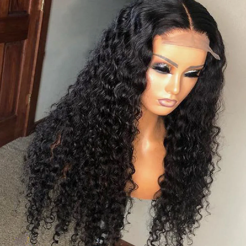 Junoda Hair Deep Wave 5x5 Lace Closure Human Hair Wig Pre Plucked Brizlian Remy 180 Density