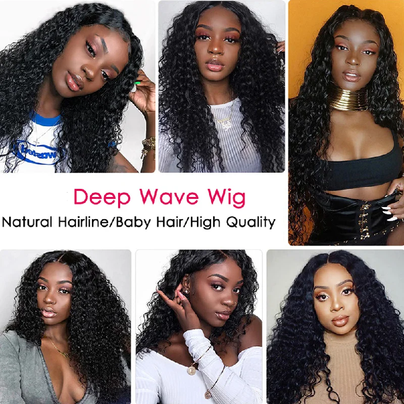 Junoda Hair Deep Wave 5x5 Lace Closure Human Hair Wig Pre Plucked Brizlian Remy 180 Density