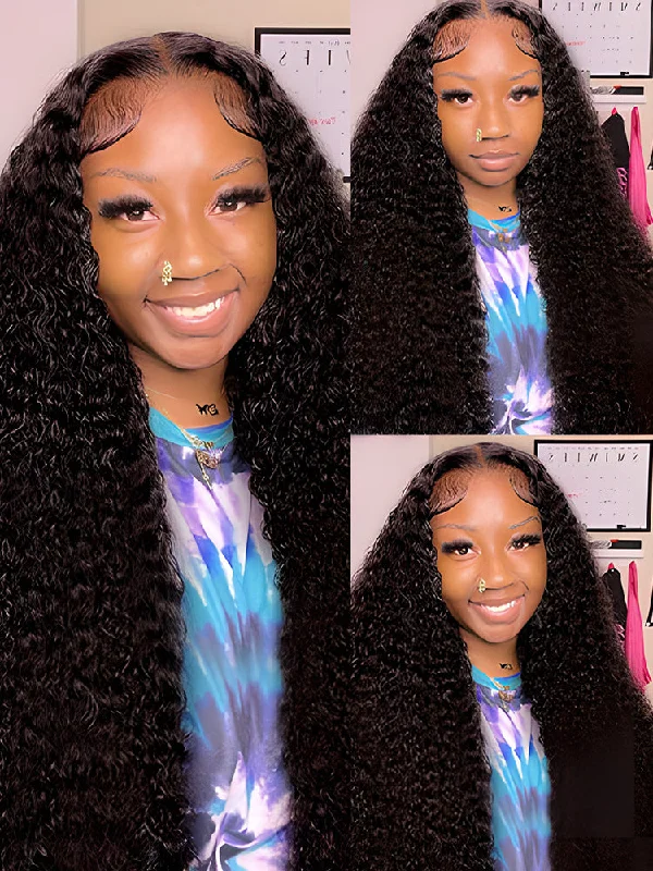 CurlyMe Deep Wave Hair 13x4 Swiss HD Lace Front Wigs Pre Plucked