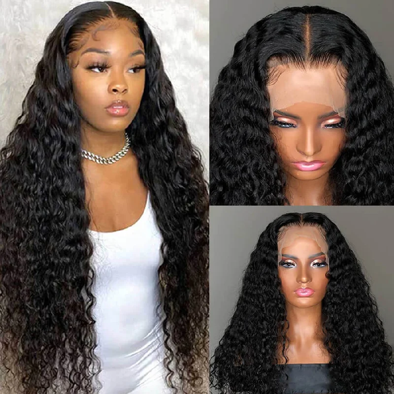 Deep Wave 13x6 Invisible HD Lace Frontal Wig Pre Plucked Hairline 100% Real Human Hair Wig-Geeta Hair