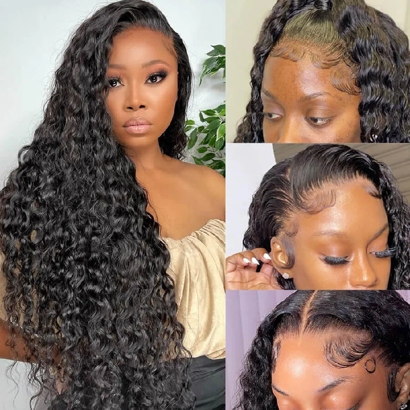 Deep Wave 13x6 Invisible HD Lace Frontal Wig Pre Plucked Hairline 100% Real Human Hair Wig-Geeta Hair