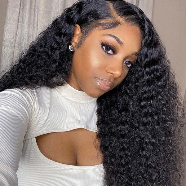 [HD Lace] Deep Wave Hair HD Lace Wigs Skin Melt Transparent Lace Front Wigs Deep Curly Hair Wigs For Black Women