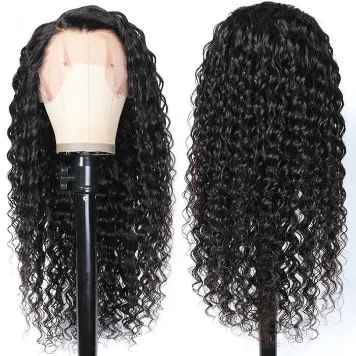 Deep Wave  13*6 HD Transparent Lace Front Wigs Human Hair Wigs For Women 180 210 250 Density Peruvian Virgin Hair