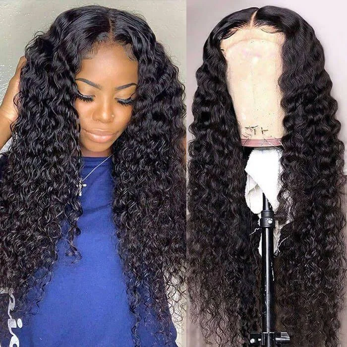 Deep Wave  13*6 HD Transparent Lace Front Wigs Human Hair Wigs For Women 180 210 250 Density Peruvian Virgin Hair