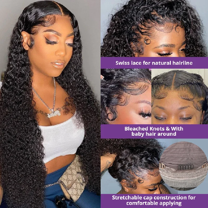 Deep Wave Pre Plucked 360 HD Transparent Lace Frontal Wigs with Baby Hair Brazilian Vrvogue Hair