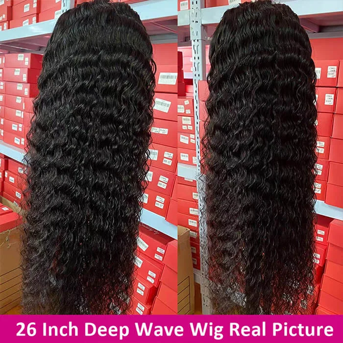 Deep Wave Wig 13*4 Transparent Lace Front Wigs 180 210 250 Density Brazilian Human Hair Wig 38 40 Inch Vrvogue hair