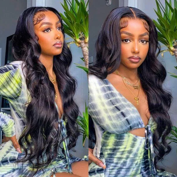 HD Transparent Lace Wigs Body Wave 13x4 Lace Frontal Human Hair Wigs Pre Plucked Hairline