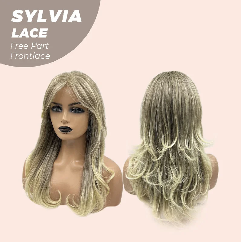 JBEXTENSION 20 Inches Dirty Blonde Curly Free Part Pre-Cut Frontlace Glueless Wig SYLVIA LACE