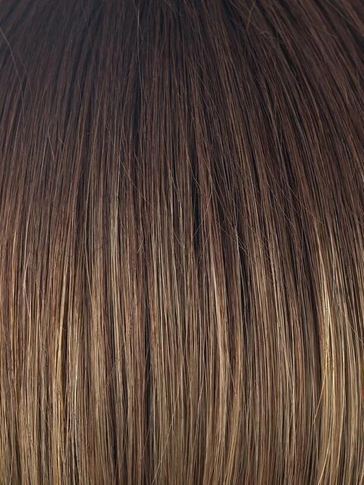 MOCHACCINO-LR | Longer Dark Root with Light Brown Base and Strawberry Blonde Highlights