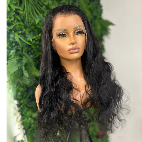 22 inches Natural Black HD  Full  Lace  Human Hair Wig  -EVA