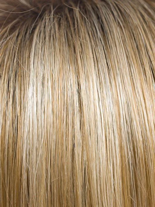 CREAMY-TOFFEE-LR | Light Platinum Blonde and Light Honey Blonde evenly blended with dark long roots