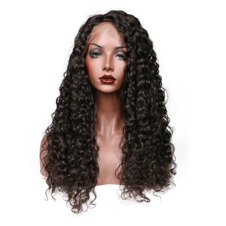 Natural Black Peruvian Human Hair Full Lace Wig Deep Curl Surprisehair