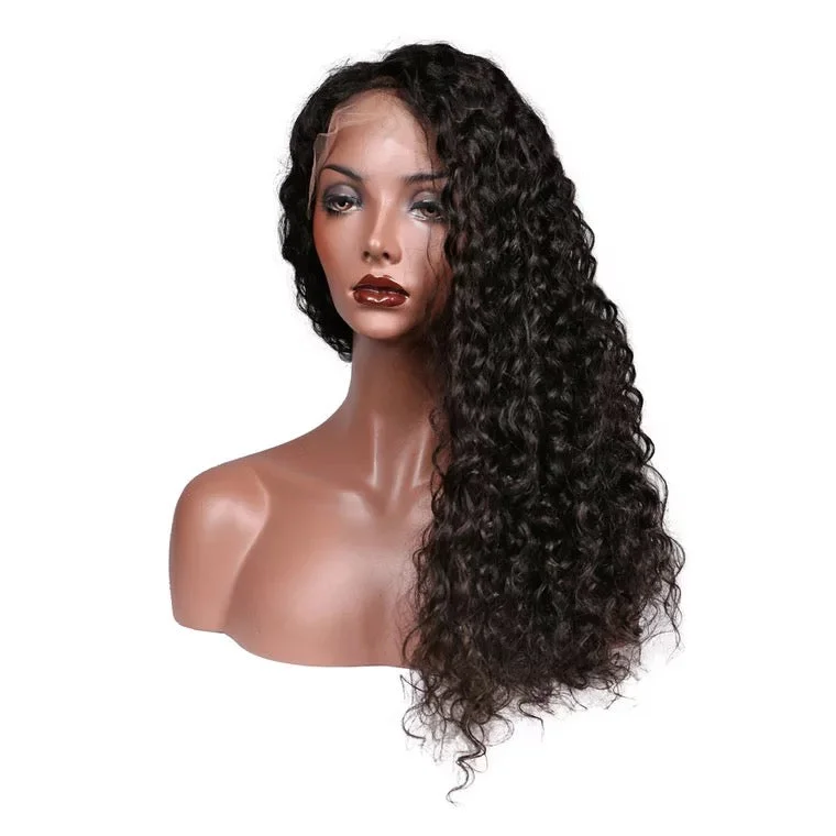 Natural Black Peruvian Human Hair Full Lace Wig Deep Curl Surprisehair