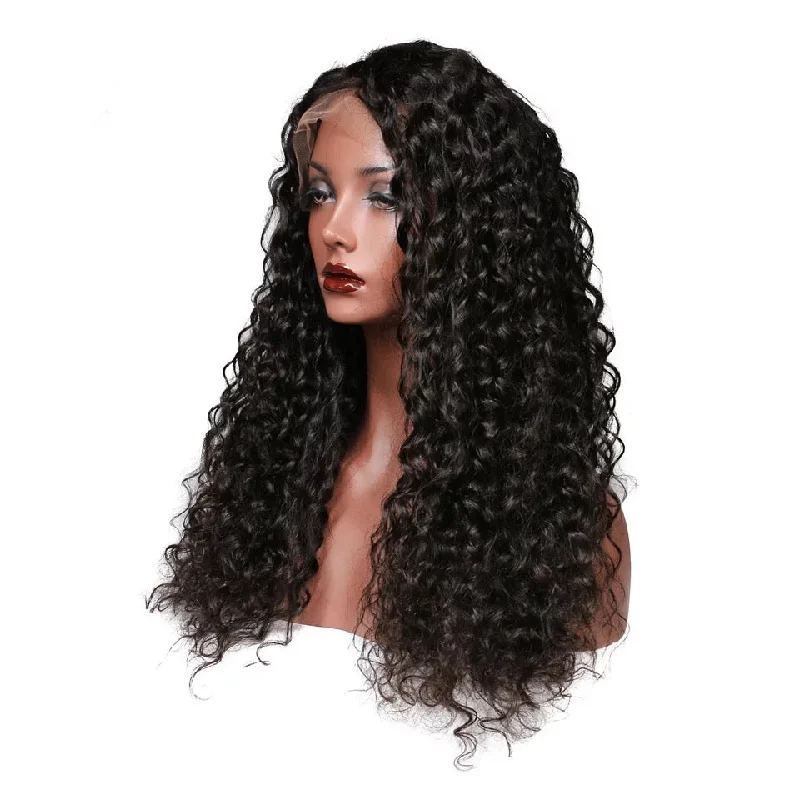 Natural Black Peruvian Human Hair Full Lace Wig Deep Curl Surprisehair