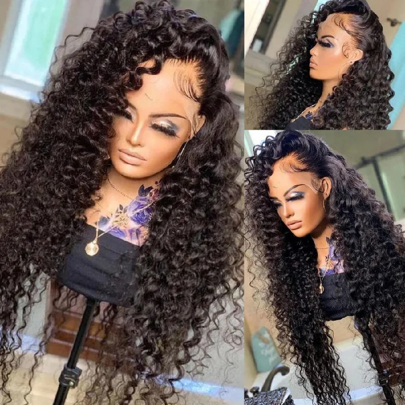 Geetahair Upgrade HD Lace black Wand Curls Wig Undetectable Invisible Lace Human Hair Wigs