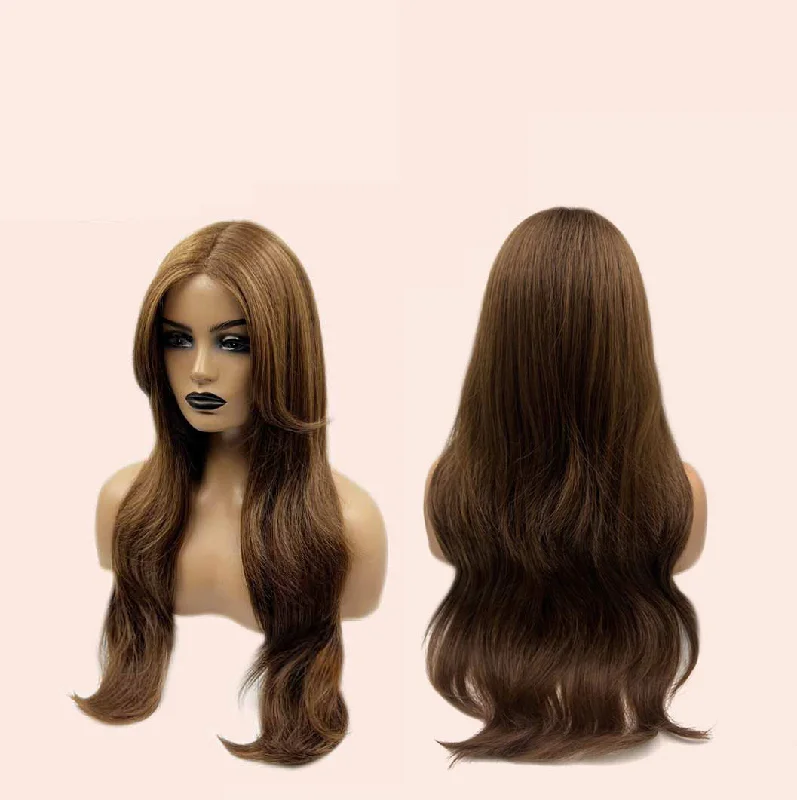 Get the look with our Pre-Cut Frontlace Glueless Wig EMMIE MOCHA BROWN