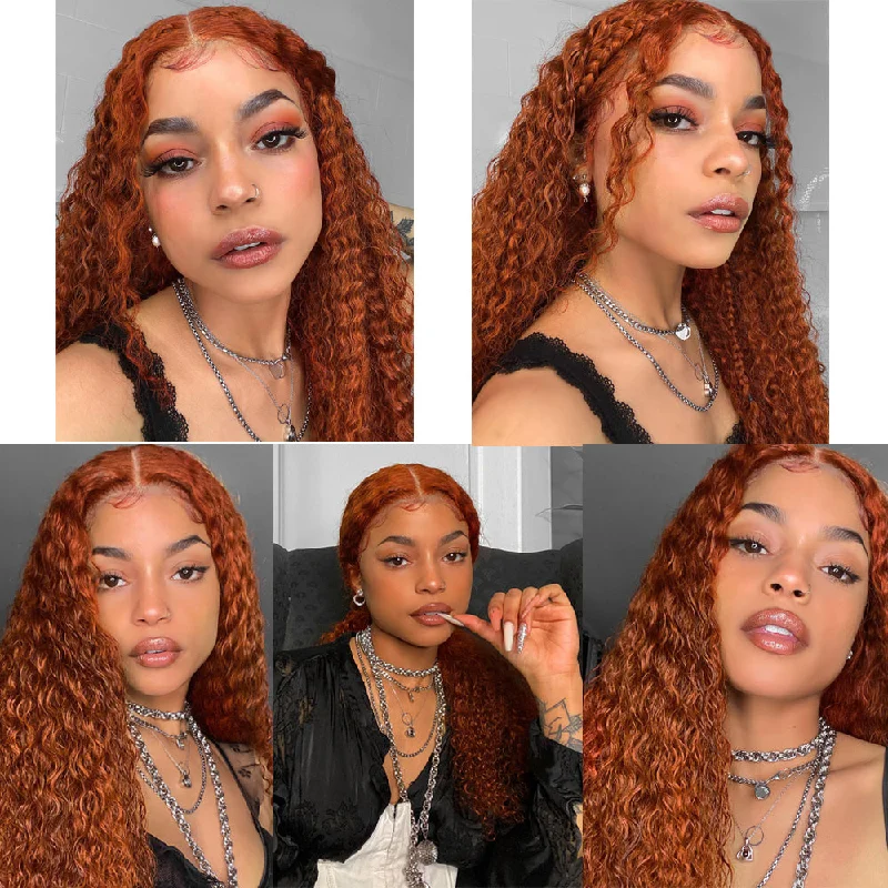 Gingre Orange 13*4/T Part/4*4 Transparent Lace Front Wigs Brazilian Virgin Hair Curly Vrvogue Hair