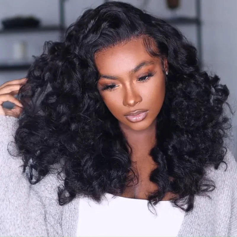 Glueless 13x4 HD Lace Frontal Wigs Yaki Wave Human Hair Wig Pre Plucked 180% Density-Geeta hair