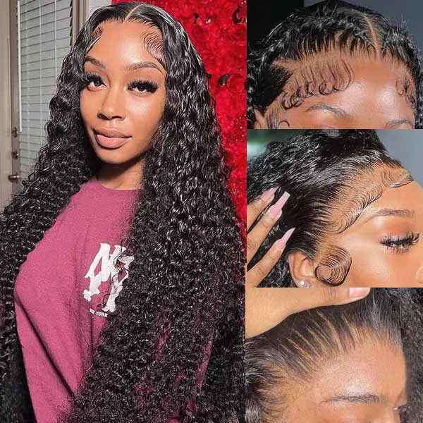 Ishow Pre-Plucked Glueless Lace Front Wigs Deep Wave Human Hair Wigs 13x4 HD Lace Wigs