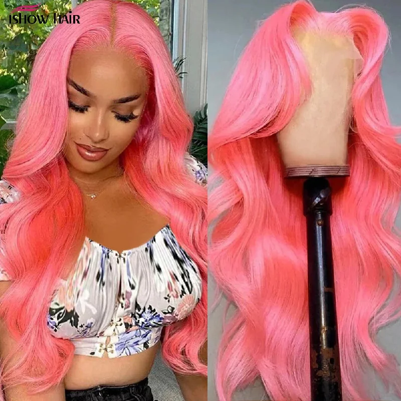 Glueless Pink Wig 13x4 13x6 HD Transparent Lace Front Wig Body Wave Lace Wigs For Women 613 Colored Lace Front Human Hair Wigs