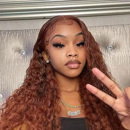 Gorgeous Reddish Brown Glueless Water Wave HD Full Lace Frontal Wigs