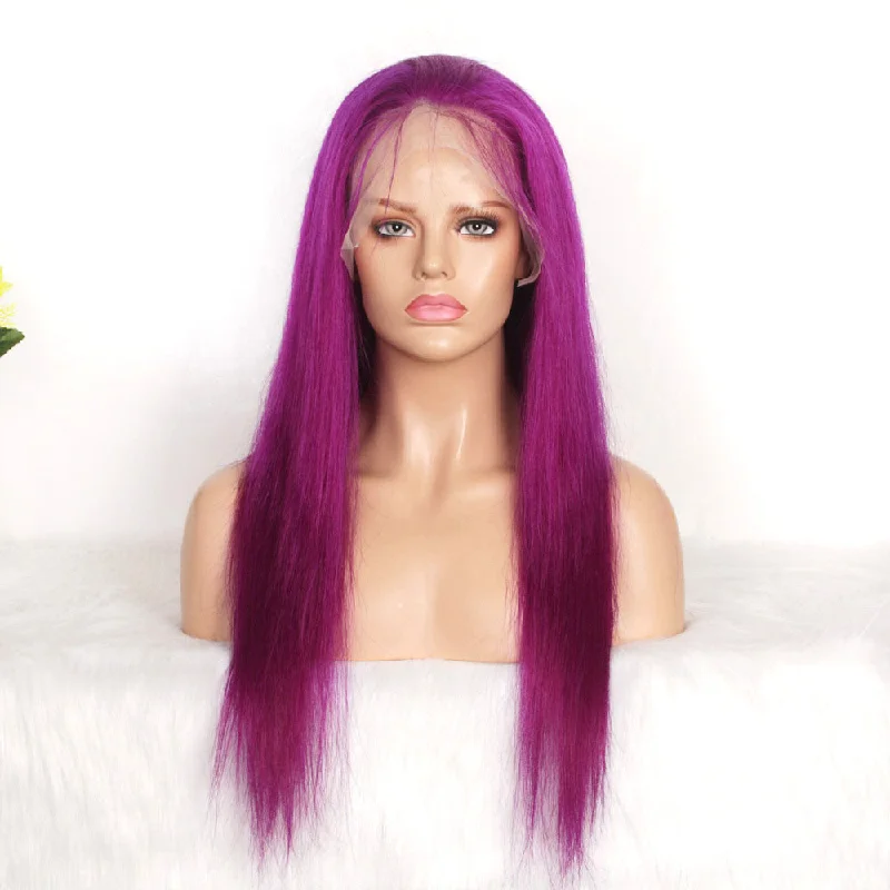 Grape purple Lace Front Wig Straight Human Hair Lace Wig  Surprisehair