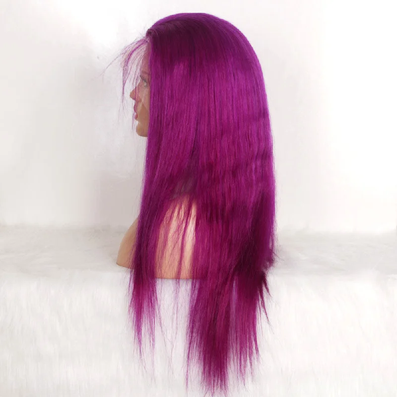 Grape purple Lace Front Wig Straight Human Hair Lace Wig  Surprisehair