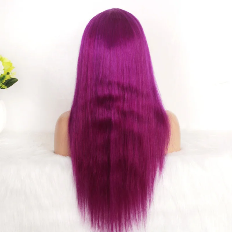 Grape purple Lace Front Wig Straight Human Hair Lace Wig  Surprisehair