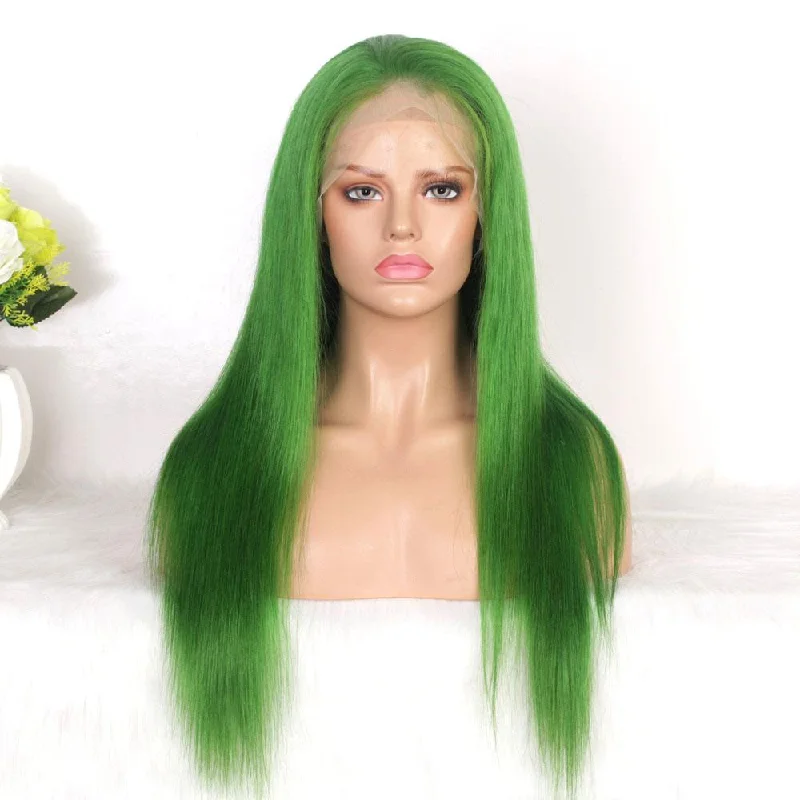 green straight lace front wig human hair for African American Surprisehair