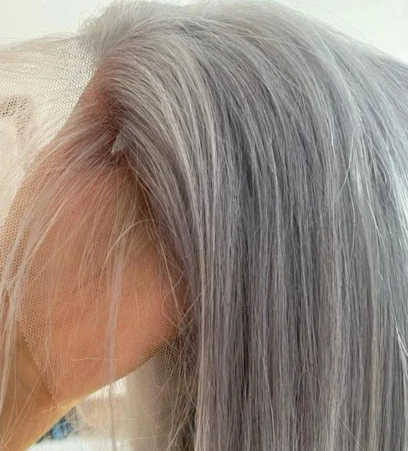 Grey Color Straight 13x4 / T Part/4x4 Transparent Lace Front Human Hair Wigs 180 210 Density Vrvogue Hair