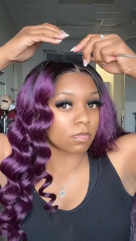 HD Lace Front Top Selling 1B Purple Human Hair Wig