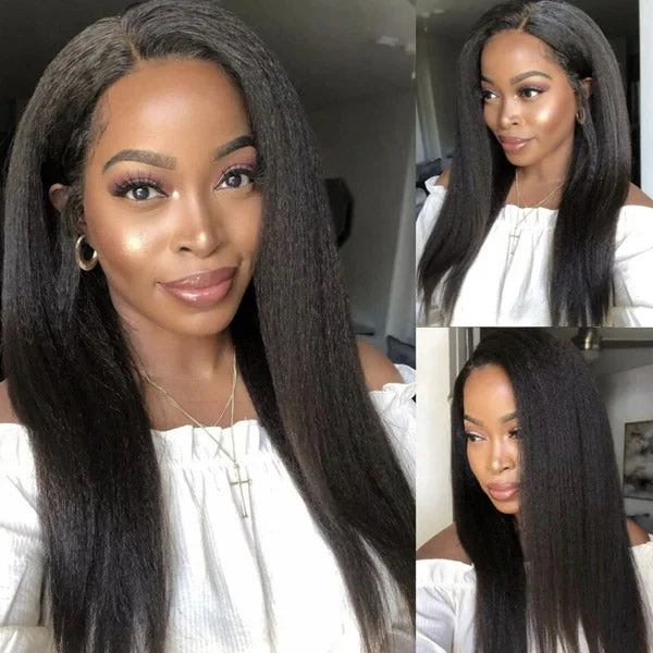 Most Natural Type 4 Hairline Undetectable 13x4 HD Lace Front Wigs with Curly Edges Human Hair Wigs