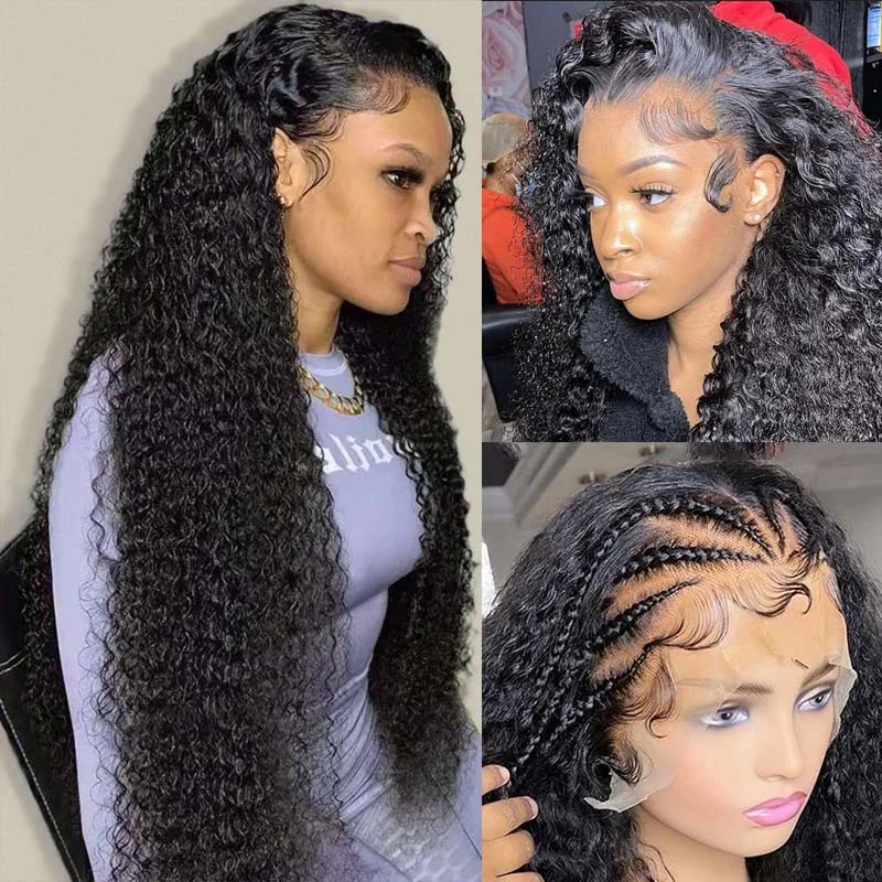 HD Swiss Lace 13*4 Human Hair Lace Front Wigs Pre Plucked Invisible Lace Jerry Curly Wigs