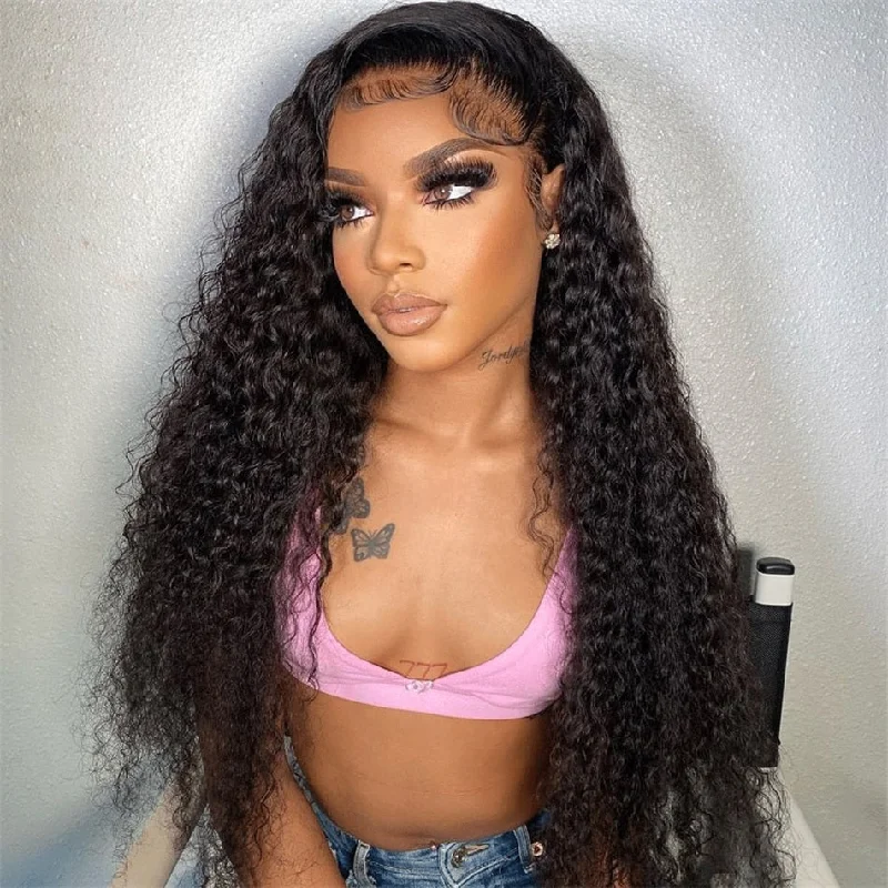 Curly Wave 200% 250% Density Human Hair HD Lace Wigs