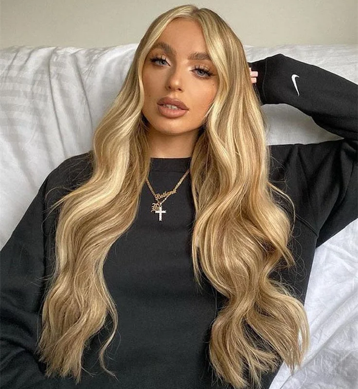 Vrvogue Hair Highlight Honey Blonde 13x4/4x4 Lace Wigs Body Wave  Human Hair Wigs