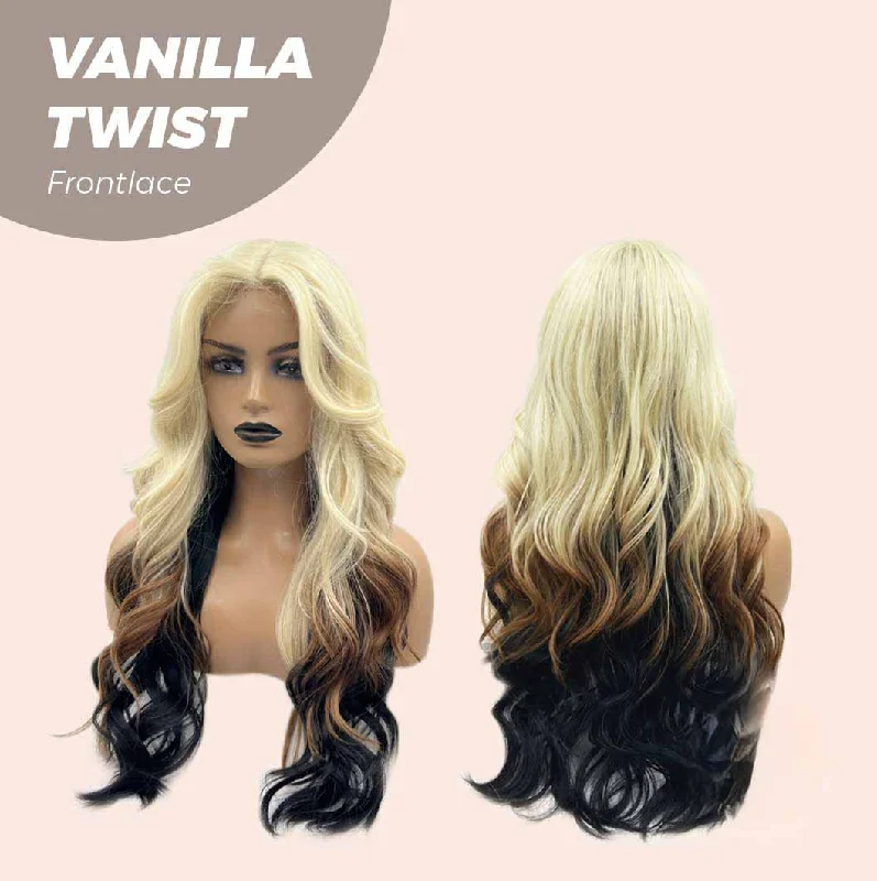 HOT OF SEASON-25 Inches Body Wave Light Blonde On The Top Mix Color Pre-Cut Frontlace Glueless Wig VANILLA TWIST