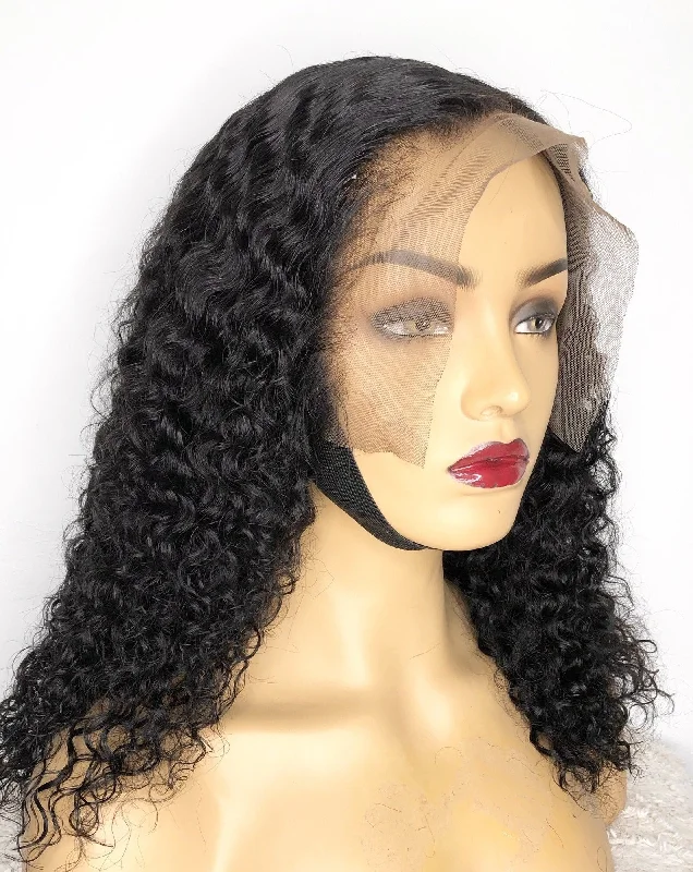 Deep Curly Lace Front Bob wig