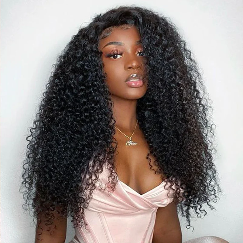 Human Hair HD Lace Front Wig Tight Curly 13x6 *NEW* CLEAR LACE & CLEAN HAIRLINE Natural Black