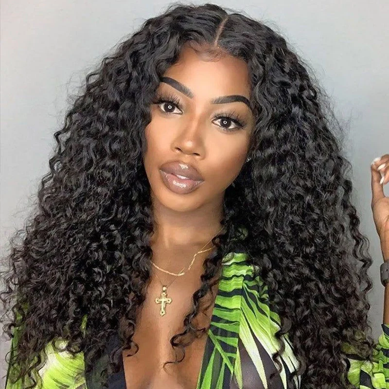 Human Hair HD Lace Front Wig Water Wave 13x6 *NEW* CLEAR LACE & CLEAN HAIRLINE Natural Black