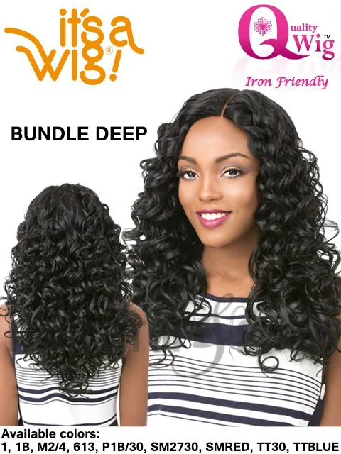 Its A Wig Quality Human Hair Blend Lace Front Wig - BUNDLE DEEP