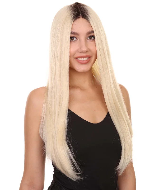 Jackie Women's Long Length Lace Front Straight With Dark Roots - Adults Fashion Wigs | Nunique