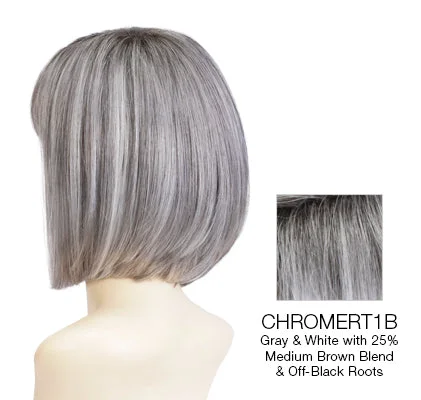 CHROMERT1B | Gray & White w/ 25% Medium Brown Blend & Off-Black Roots