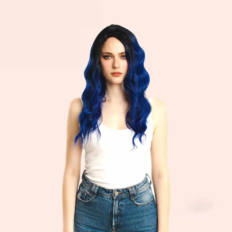 JBEXTENION 24 Inches Ombre Blue Body Wave Frontlace Glueless Wig LENA