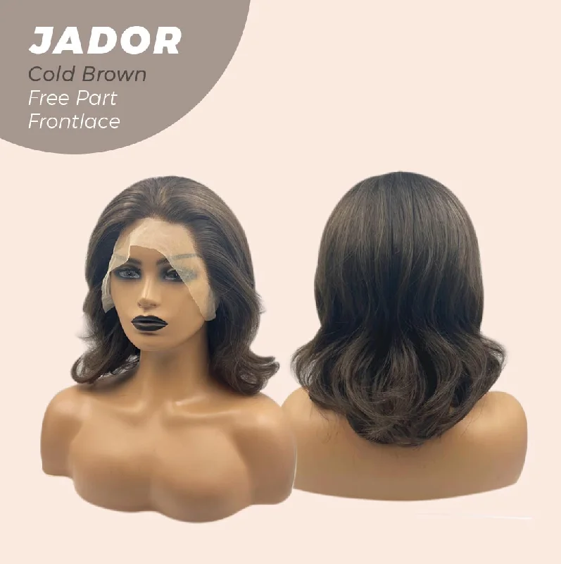 JBEXTENSION 10 Inches Cold Brown Curly Lace Front Wig.Pre Plucked 13*4 HD Transparent Lace Frontal Handmade Futura Fiber Swiss Lace Synthetic Fiber Glueless Wig JADOR BROWN